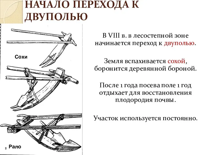 НАЧАЛО ПЕРЕХОДА К ДВУПОЛЬЮ В VIII в. в лесостепной зоне начинается переход