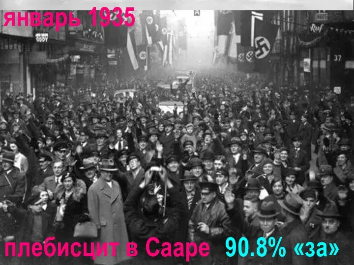 январь 1935 плебисцит в Сааре 90.8% «за»