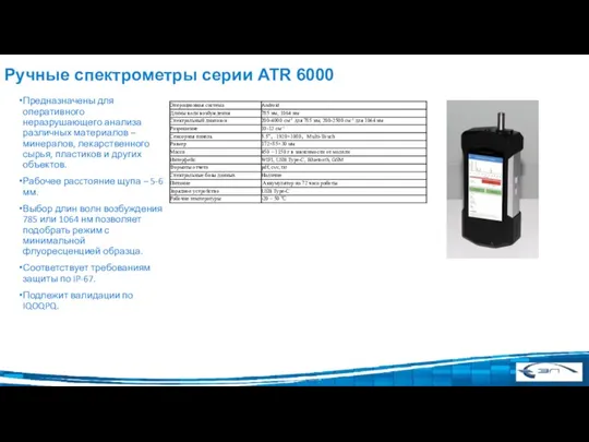 Ручные спектрометры серии ATR 6000 Предназначены для оперативного неразрушающего анализа различных материалов