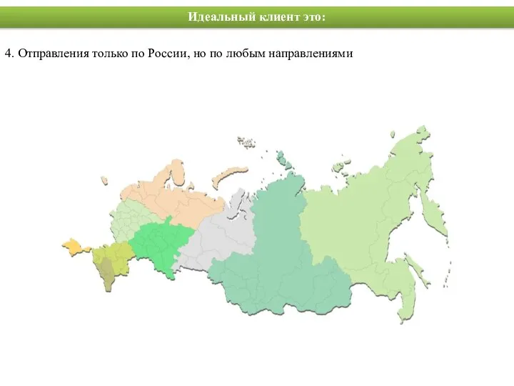 Идеальный клиент это: 4. Отправления только по России, но по любым направлениями