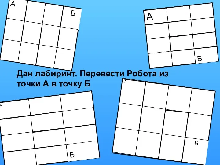 Дан лабиринт. Перевести Робота из точки А в точку Б