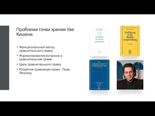 Проблема точки зрения Уве Кишеля Функциональный метод сравнительного права. Формулирование вопросов в