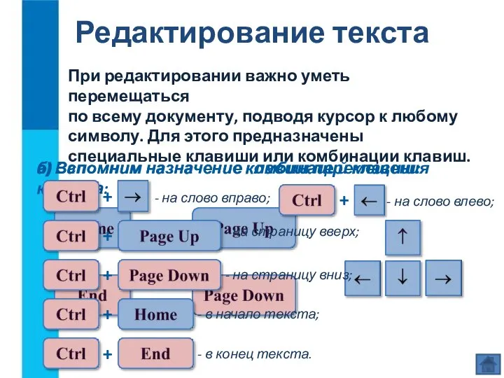 При редактировании важно уметь перемещаться по всему документу, подводя курсор к любому