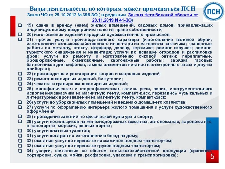 19) сдача в аренду (наем) жилых помещений, садовых домов, принадлежащих индивидуальному предпринимателю