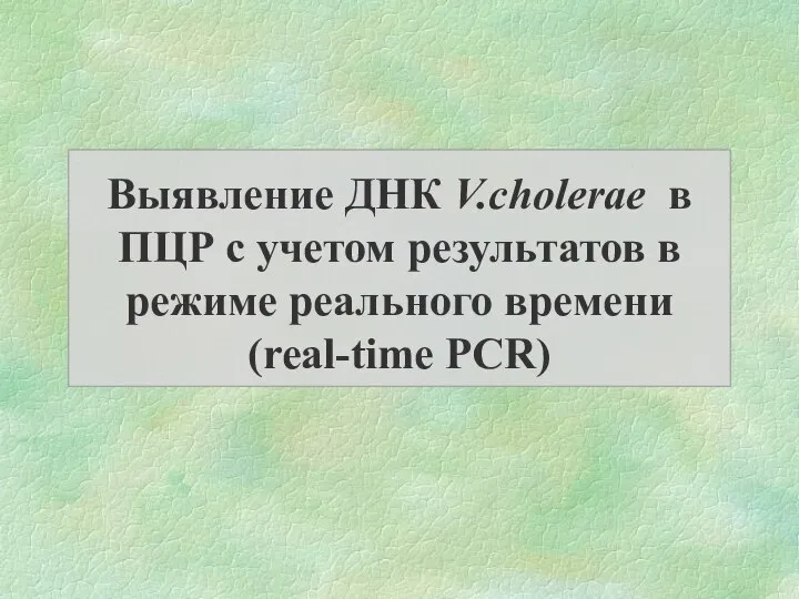 Выявление ДНК V.cholerae в ПЦР с учетом результатов в режиме реального времени (real-time PCR)