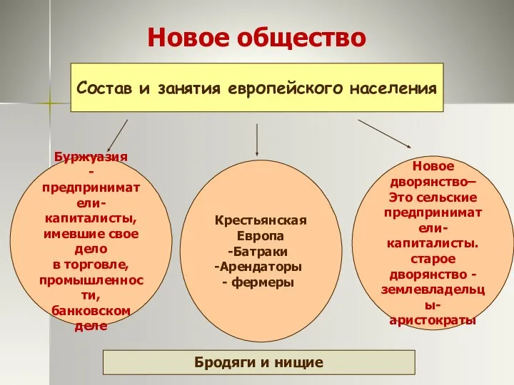 Новое общество Состав и занятия европейского населения Буржуазия - предприниматели- капиталисты, имевшие