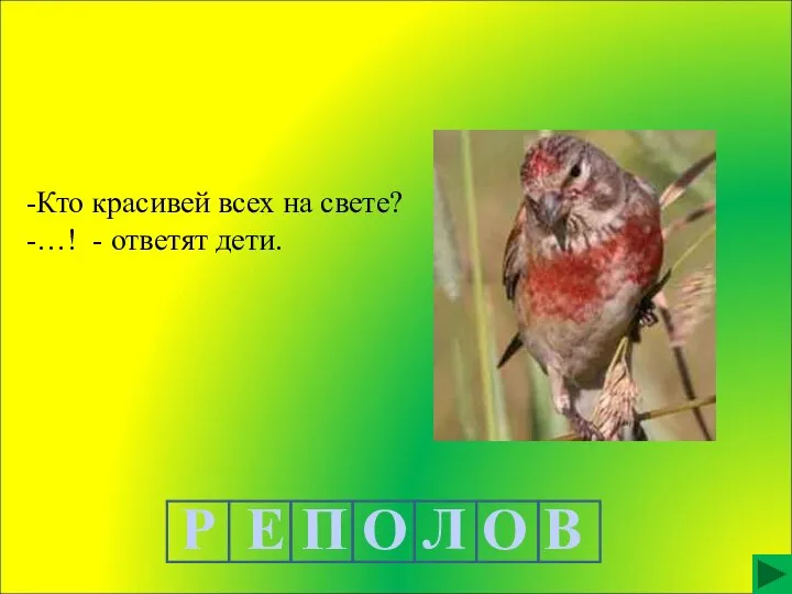 Р Е П О Л О В -Кто красивей всех на свете? -…! - ответят дети.