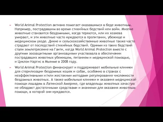 World Animal Protection активно помогает оказавшимся в беде животным. Например, пострадавшим во