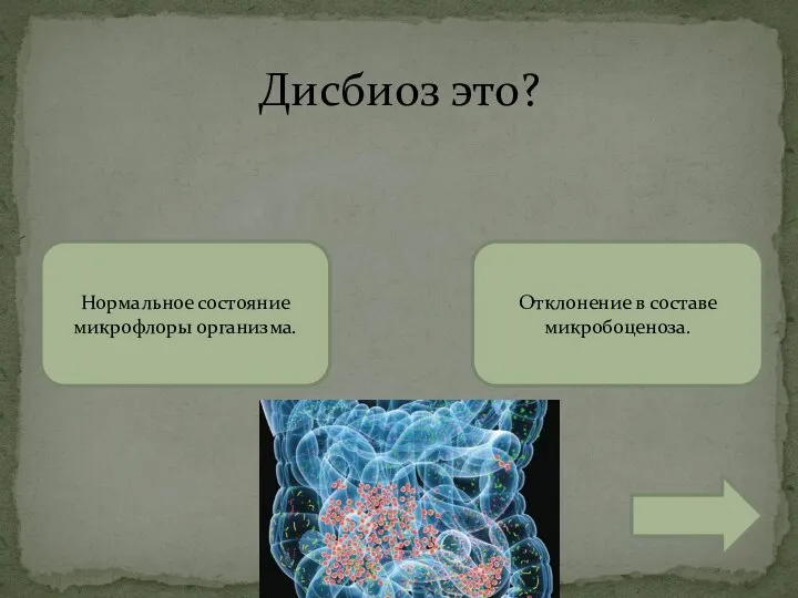 Дисбиоз это? Нормальное состояние микрофлоры организма. Отклонение в составе микробоценоза.