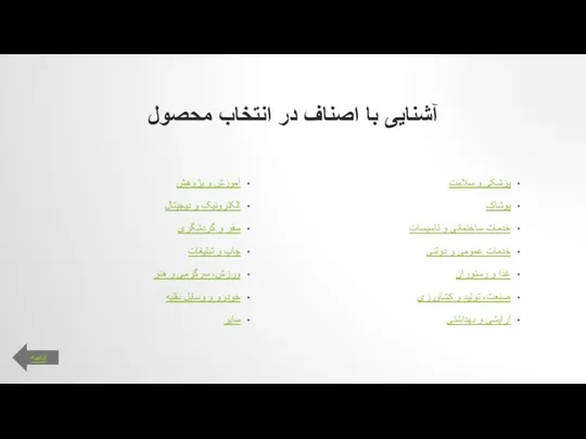 آشنایی با اصناف در انتخاب محصول پزشکی و سلامت پوشاک خدمات ساختمانی