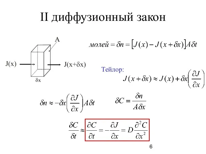 II диффузионный закон Тейлор: