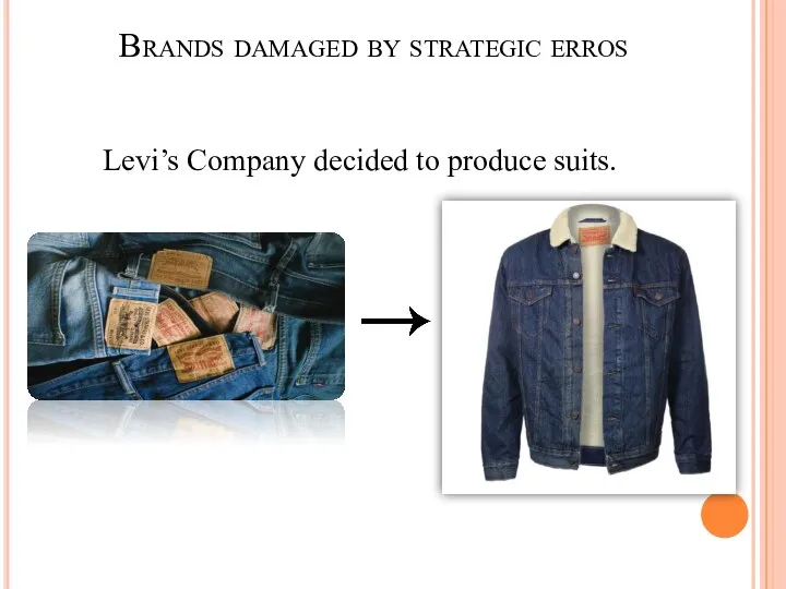 Brands damaged by strategic erros Levi’s Company decided to produce suits.