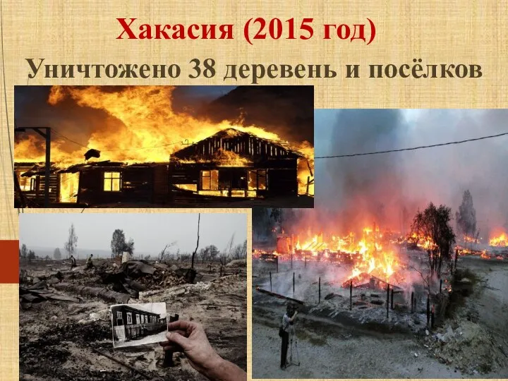 Хакасия (2015 год) Уничтожено 38 деревень и посёлков