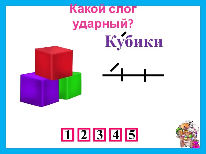 Кубики Какой слог ударный?