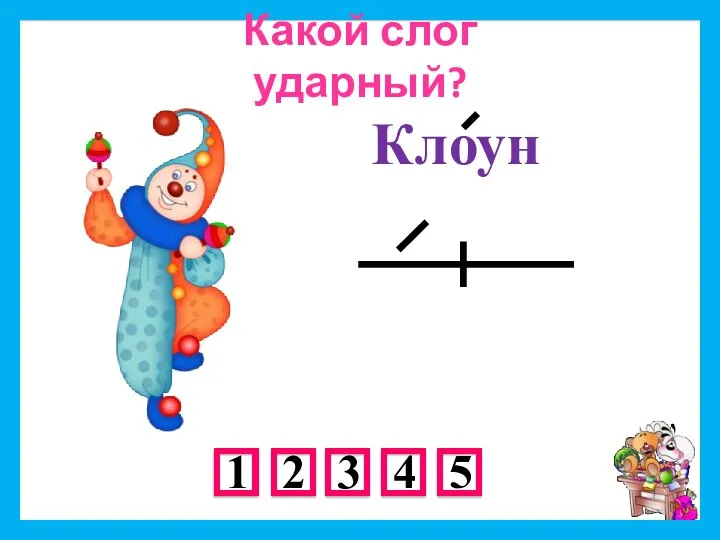 Клоун Какой слог ударный?