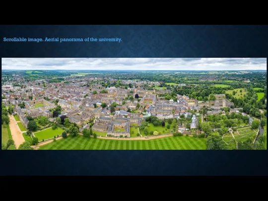 Scrollable image. Aerial panorama of the university.