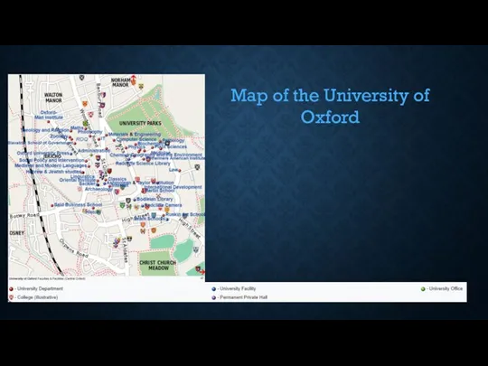 Map of the University of Oxford