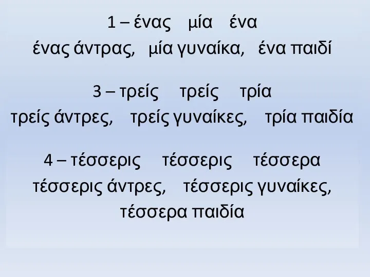 1 – ένας μία ένα ένας άντρας, μία γυναίκα, ένα παιδί 3