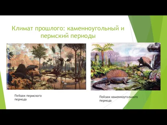 Климат прошлого: каменноугольный и пермский периоды Пейзаж пермского периода Пейзаж каменноугольного периода