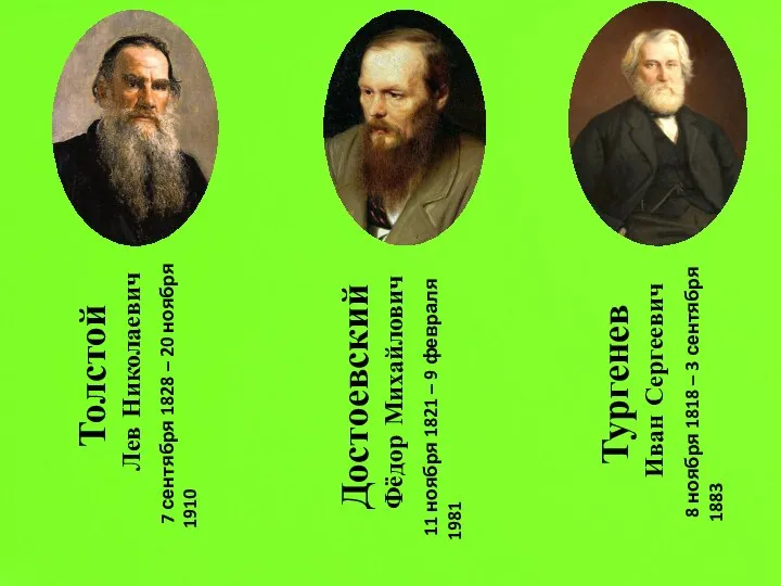 Толстой Лев Николаевич 7 сентября 1828 – 20 ноября 1910 Достоевский Фёдор