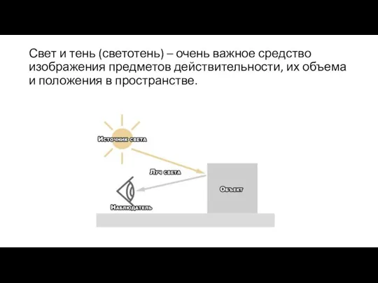 Свет и тень (светотень) – очень важное средство изображения предметов действительности, их