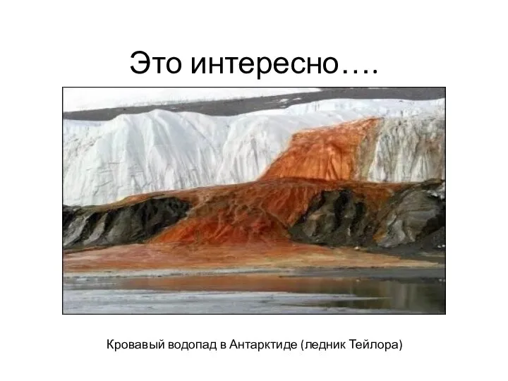 Это интересно…. Кровавый водопад в Антарктиде (ледник Тейлора)