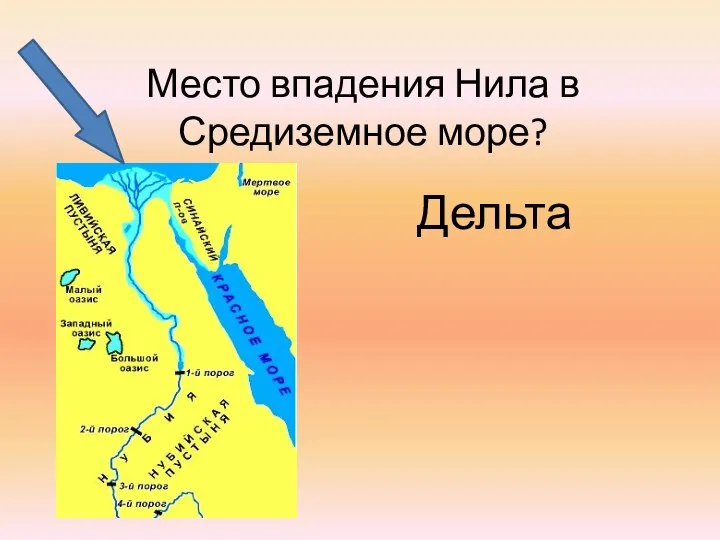 Место впадения Нила в Средиземное море? Дельта