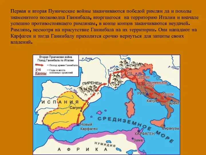 Первая и вторая Пунические войны заканчиваются победой римлян да и походы знаменитого