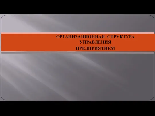 ОРГАНИЗАЦИОННАЯ СТРУКТУРА УПРАВЛЕНИЯ ПРЕДПРИЯТИЕМ