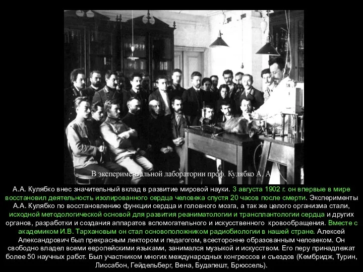 А.А. Кулябко внес значительный вклад в развитие мировой науки. 3 августа 1902