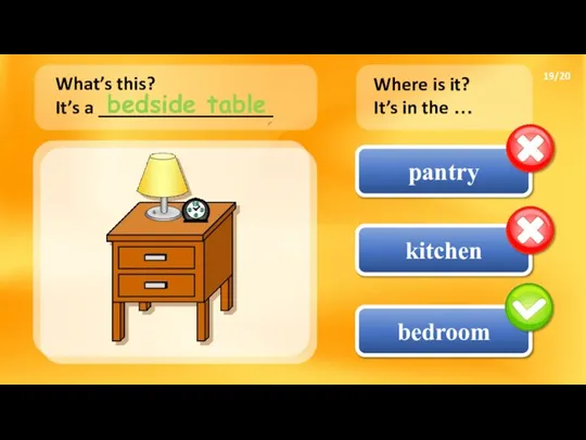 pantry bedroom kitchen What’s this? It’s a __________________ Where is it? It’s