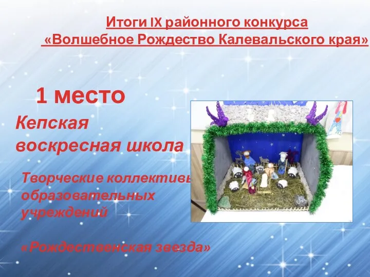 Творческие коллективы образовательных учреждений «Рождественская звезда» 1 место Итоги IX районного конкурса