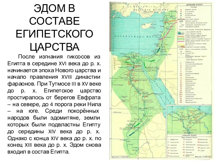 ЭДОМ В СОСТАВЕ ЕГИПЕТСКОГО ЦАРСТВА После изгнания гиксосов из Египта в середине