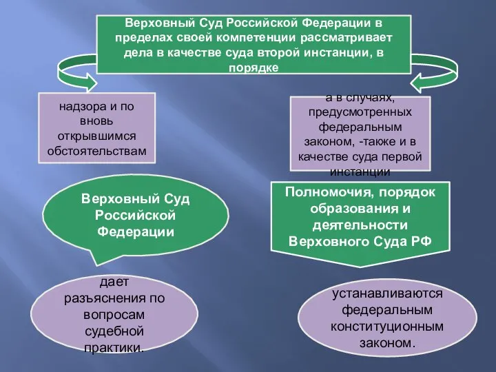 Верховный Суд Российской Федерации в пределах своей компетенции рассматривает дела в качестве