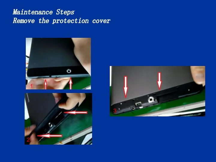 Maintenance Steps  Remove the protection cover 1 3 2