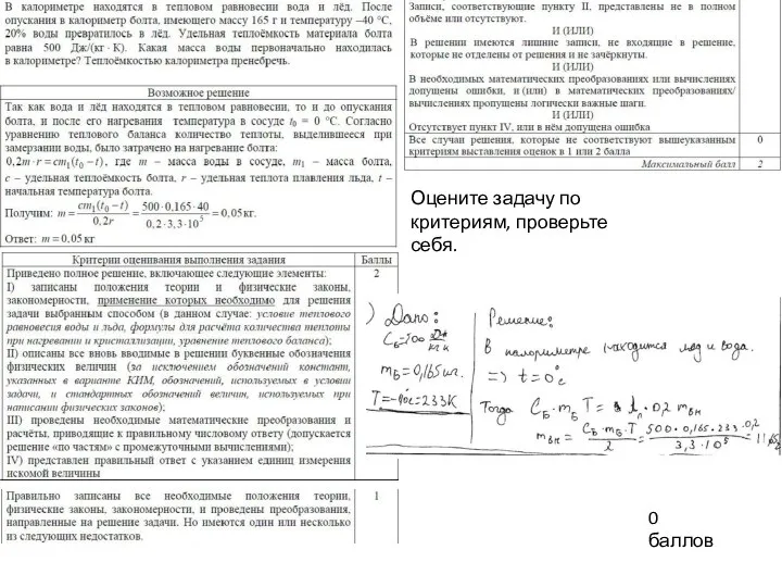 0 баллов Оцените задачу по критериям, проверьте себя.