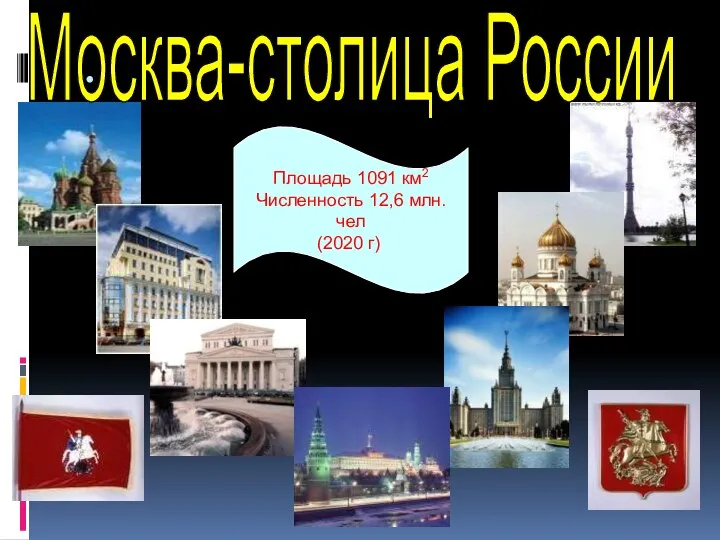 . Москва-столица России Площадь 1091 км2 Численность 12,6 млн. чел (2020 г).