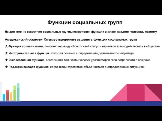 Функции социальных групп Не для кого не секрет что социальные группы имеют