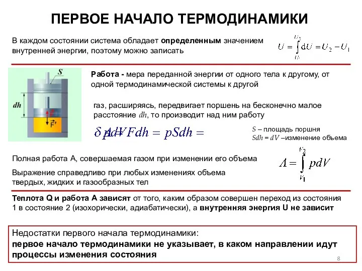 В каждом состоянии система обладает определенным значением внутренней энергии, поэтому можно записать