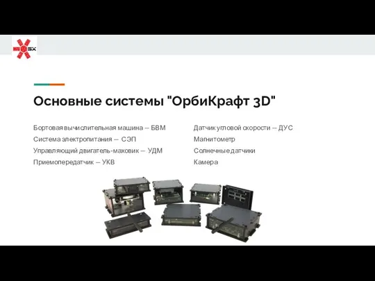 Основные системы "ОрбиКрафт 3D" Бортовая вычислительная машина — БВМ Система электропитания —