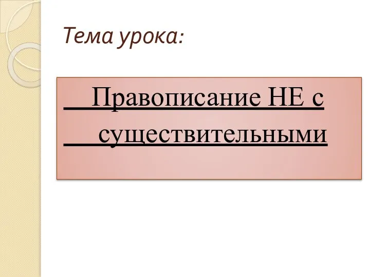 Тема урока: Правописание НЕ с существительными