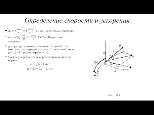 Определение скорости и ускорения Рис. 1.4.4