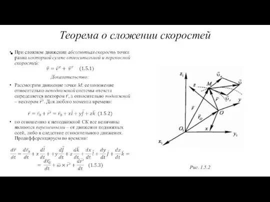 Теорема о сложении скоростей Рис. 1.5.2