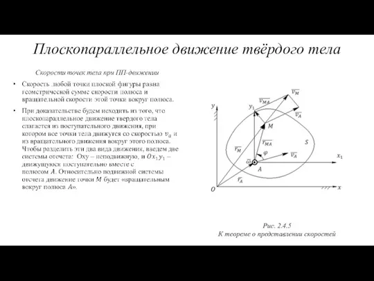 Рис. 2.4.5 К теореме о представлении скоростей Плоскопараллельное движение твёрдого тела