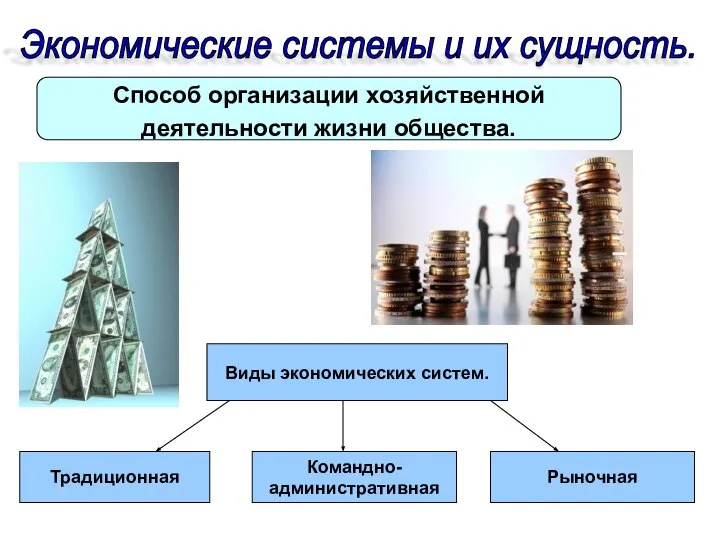 Экономические системы и их сущность. Способ организации хозяйственной деятельности жизни общества. Виды