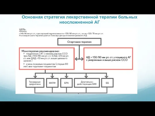 Основная стратегия лекарственной терапии больных неосложненной АГ