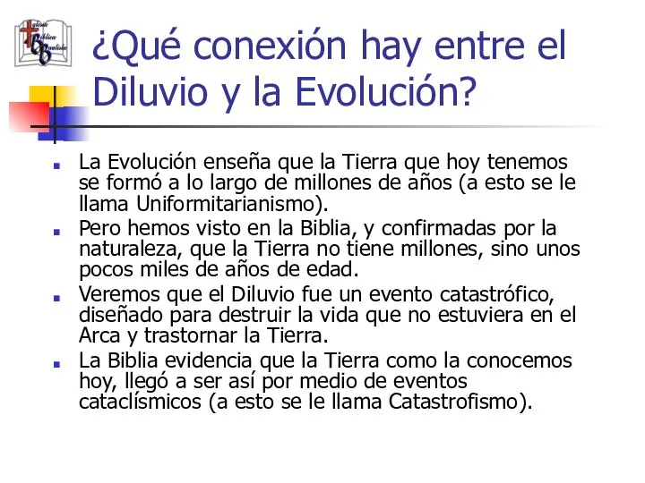 ¿Qué conexión hay entre el Diluvio y la Evolución? La Evolución enseña