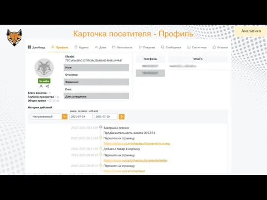 Аналитика Карточка посетителя - Профиль