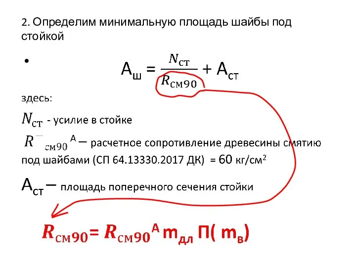 2. Определим минимальную площадь шайбы под стойкой