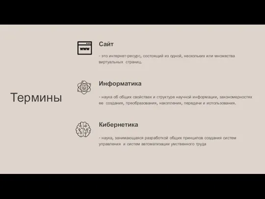 Термины Сайт Информатика - это интернет-ресурс, состоящий из одной, нескольких или множества